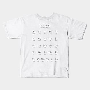 Dutch Alphabet Language Learning Chart, White Kids T-Shirt